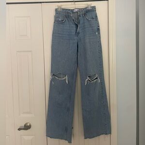 Zara Light Wash Wide Leg Jeans